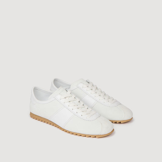 Leather and suede low-top trainers