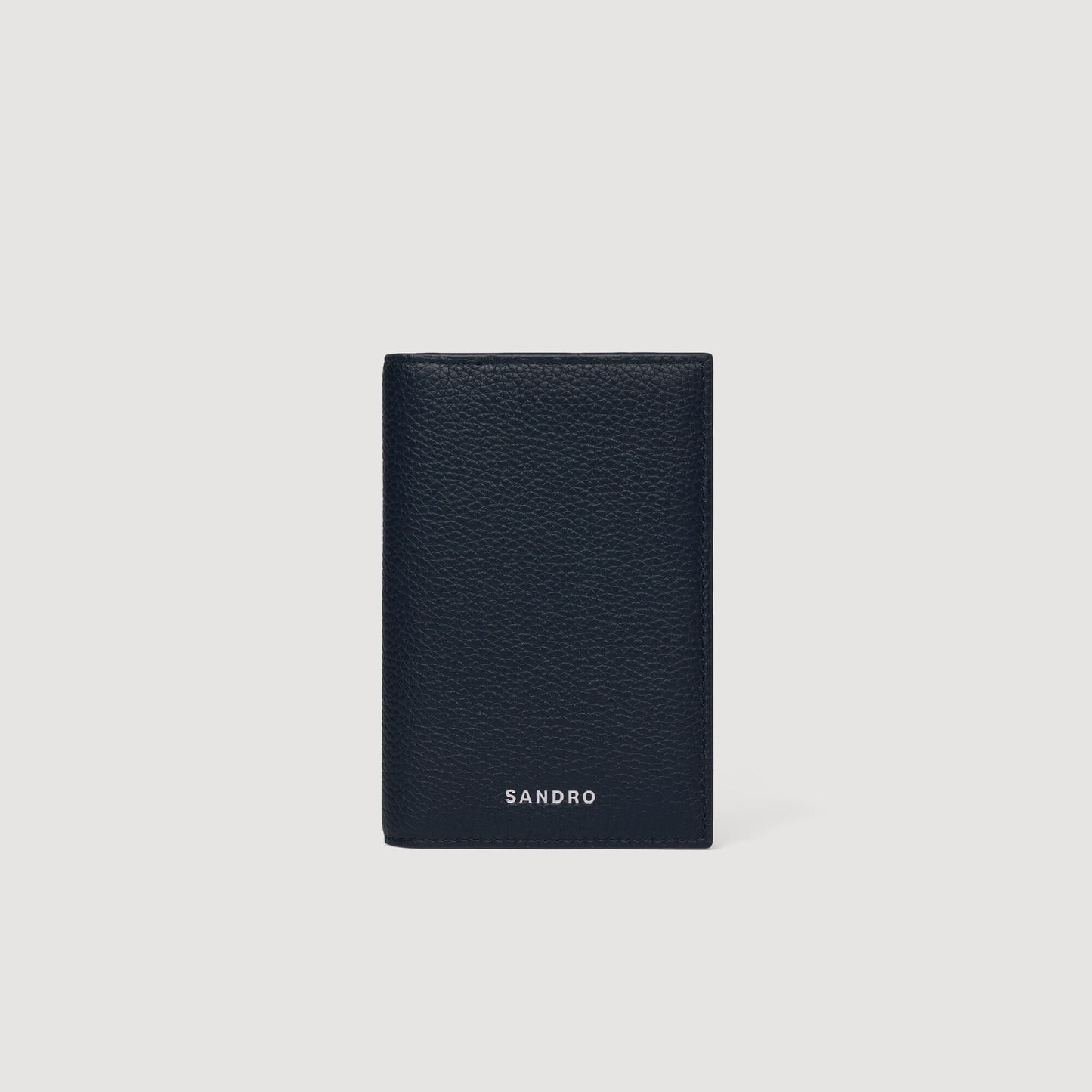 Grained leather folding card holder