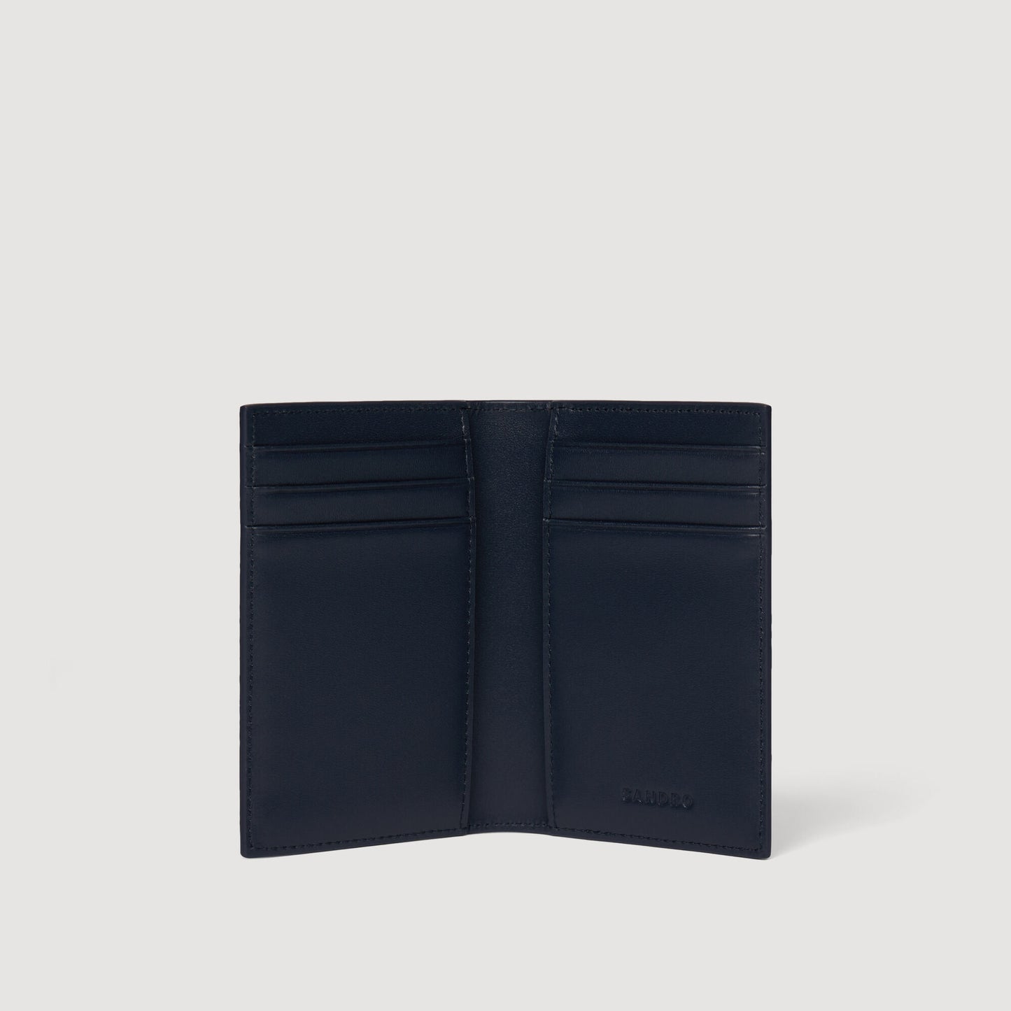 Grained leather folding card holder