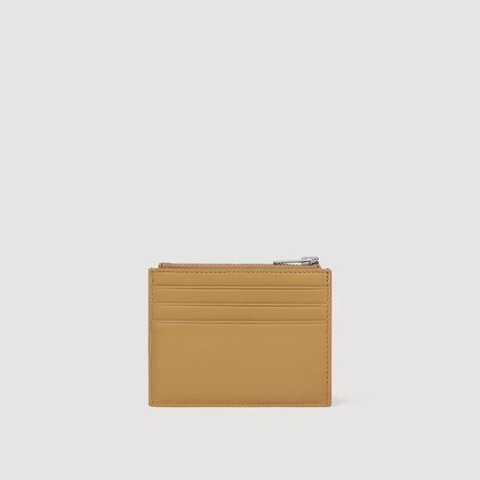 Zipped leather card holder