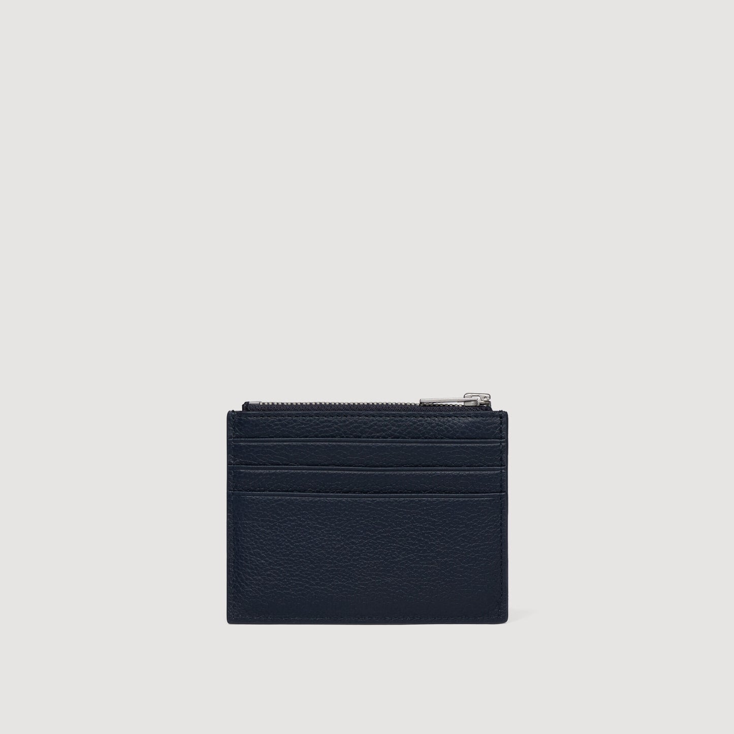 Grained leather zip card holder