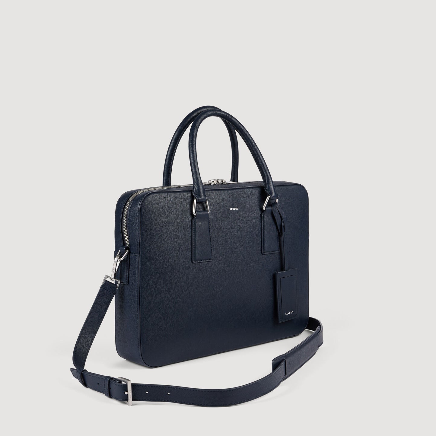 Large grained leather briefcase