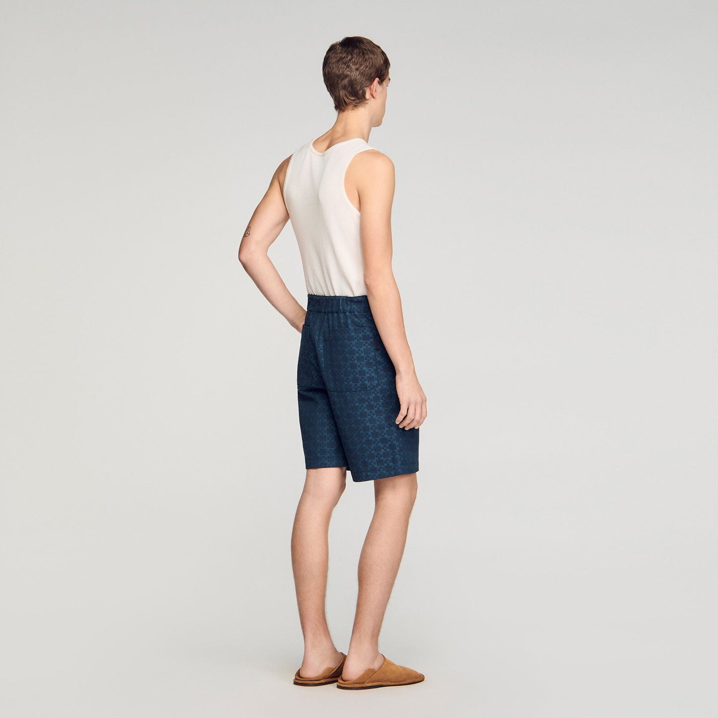 Square Cross denim shorts
