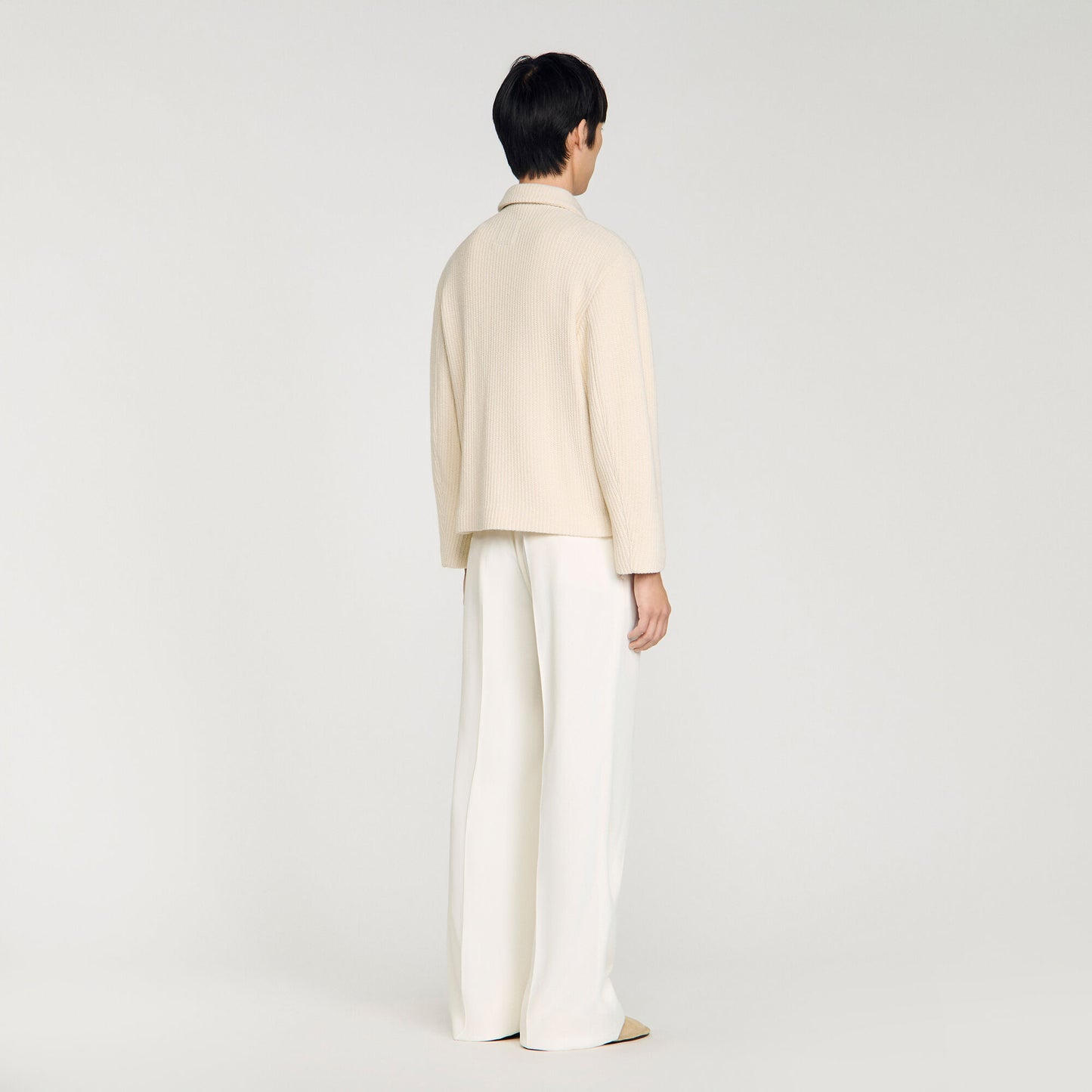 Knit-effect regular-collar jacket