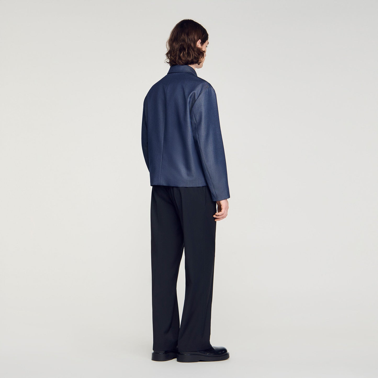 Denim effect zip-up jacket