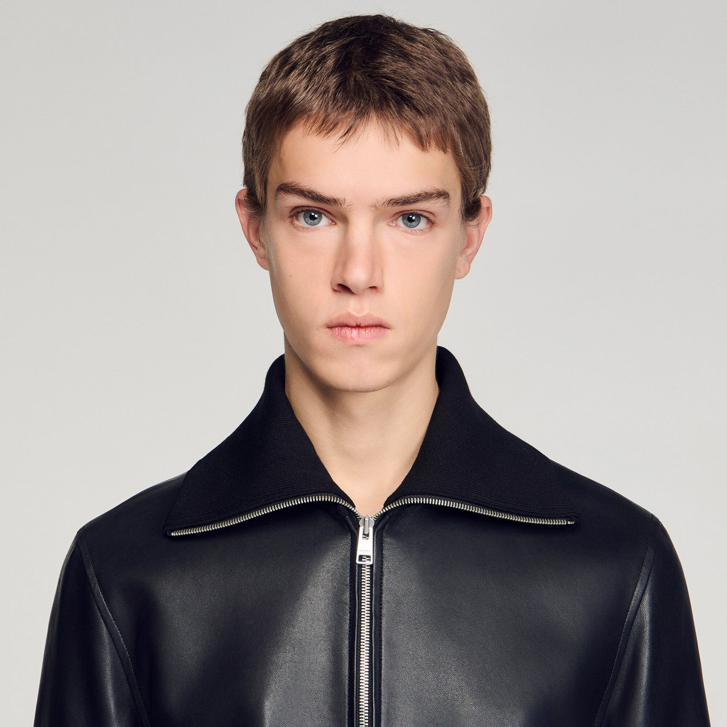 Zipped leather jacket