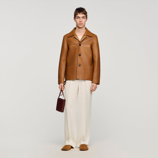 Buttoned lambskin jacket