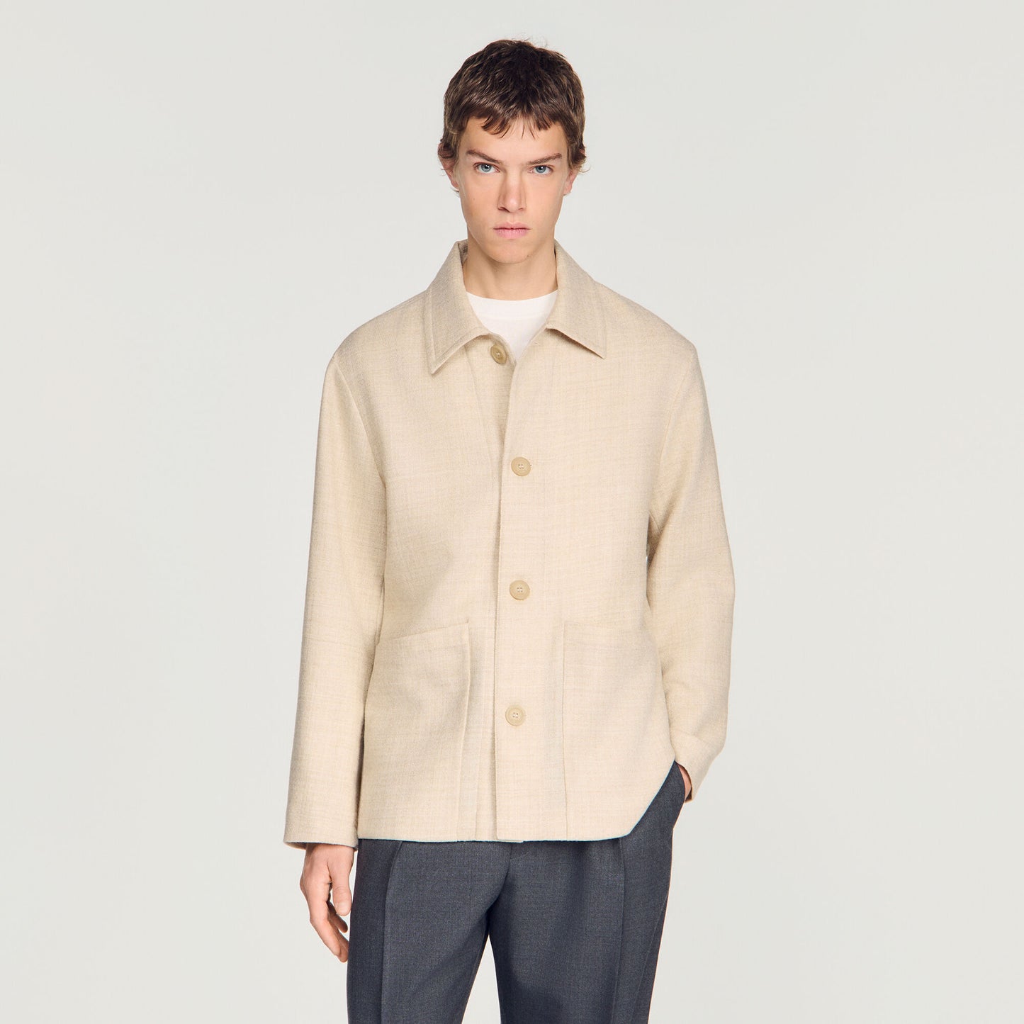 Straight buttoned wool jacket