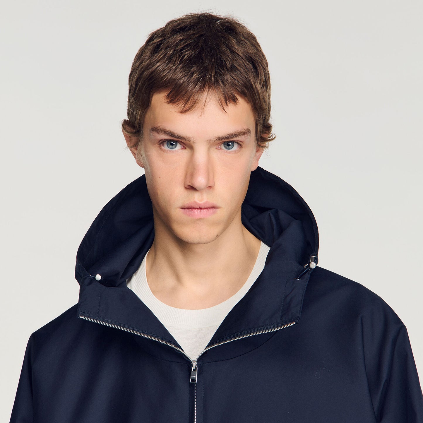 Hooded zip-up cotton jacket