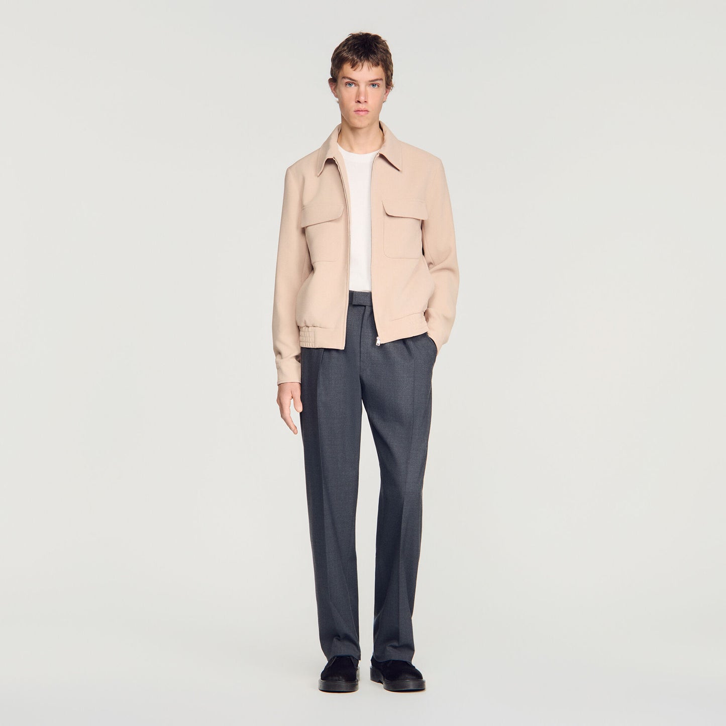 Waffle-effect zip-up jacket
