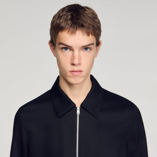 Loose-fit zip-up shirt
