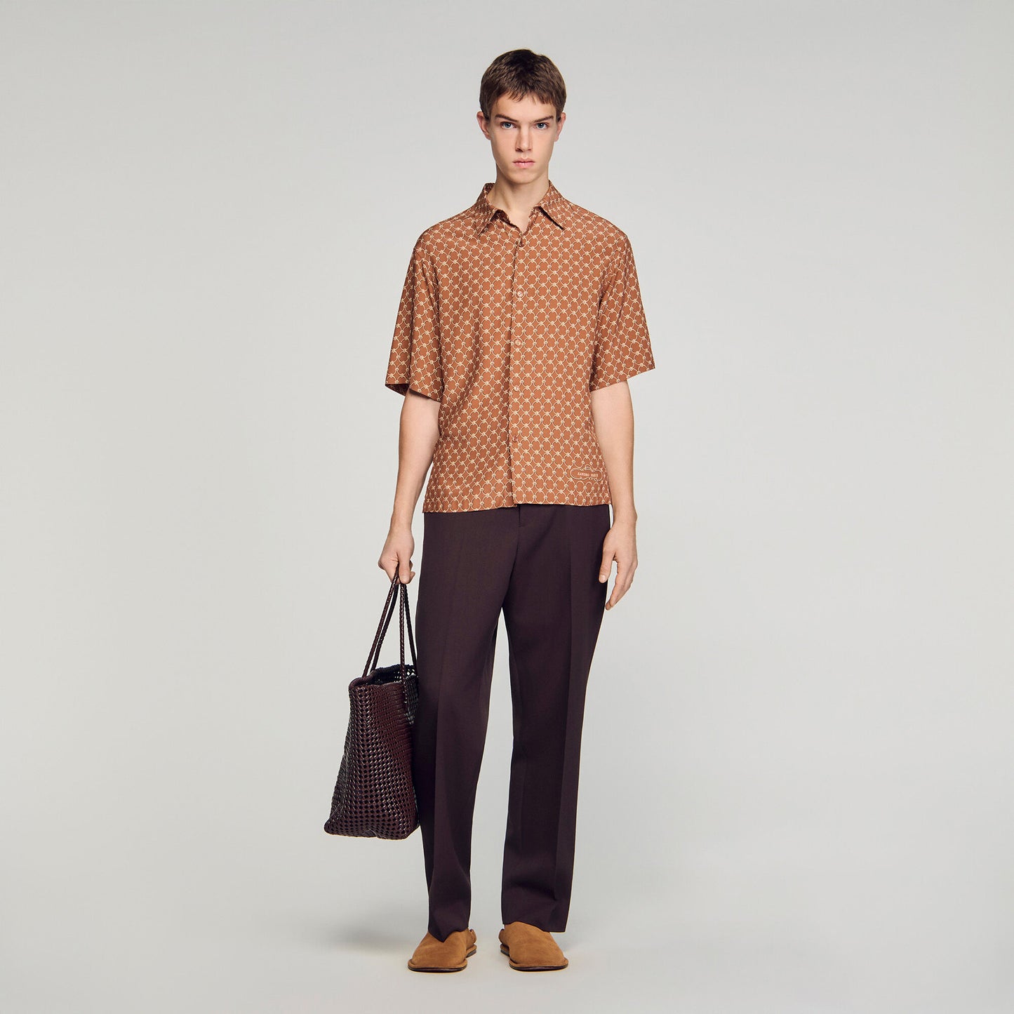 Link print loose-fit shirt