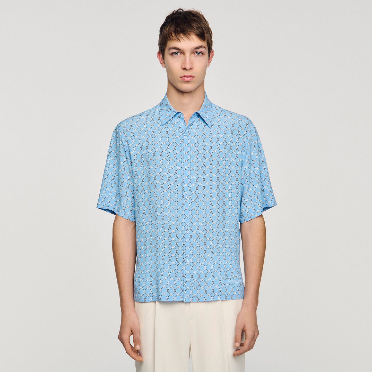 Link print loose-fit shirt