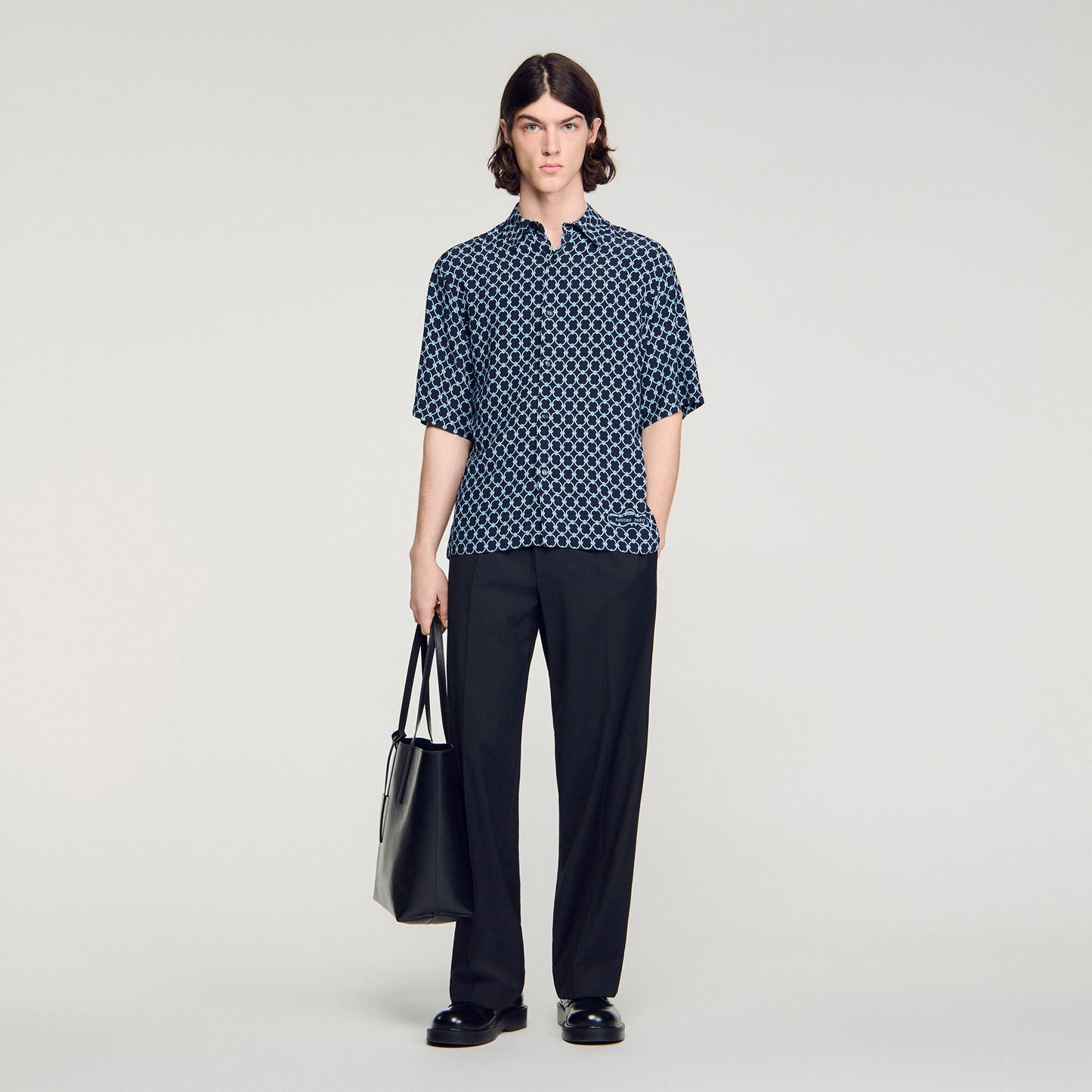 Link print loose-fit shirt