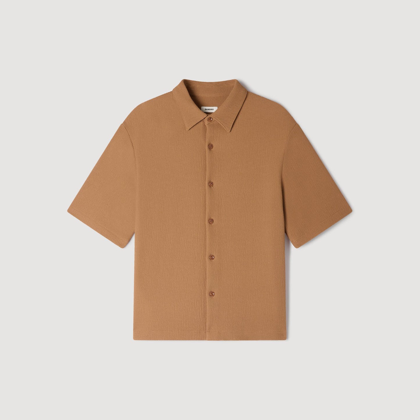 Textured shark collar shirt