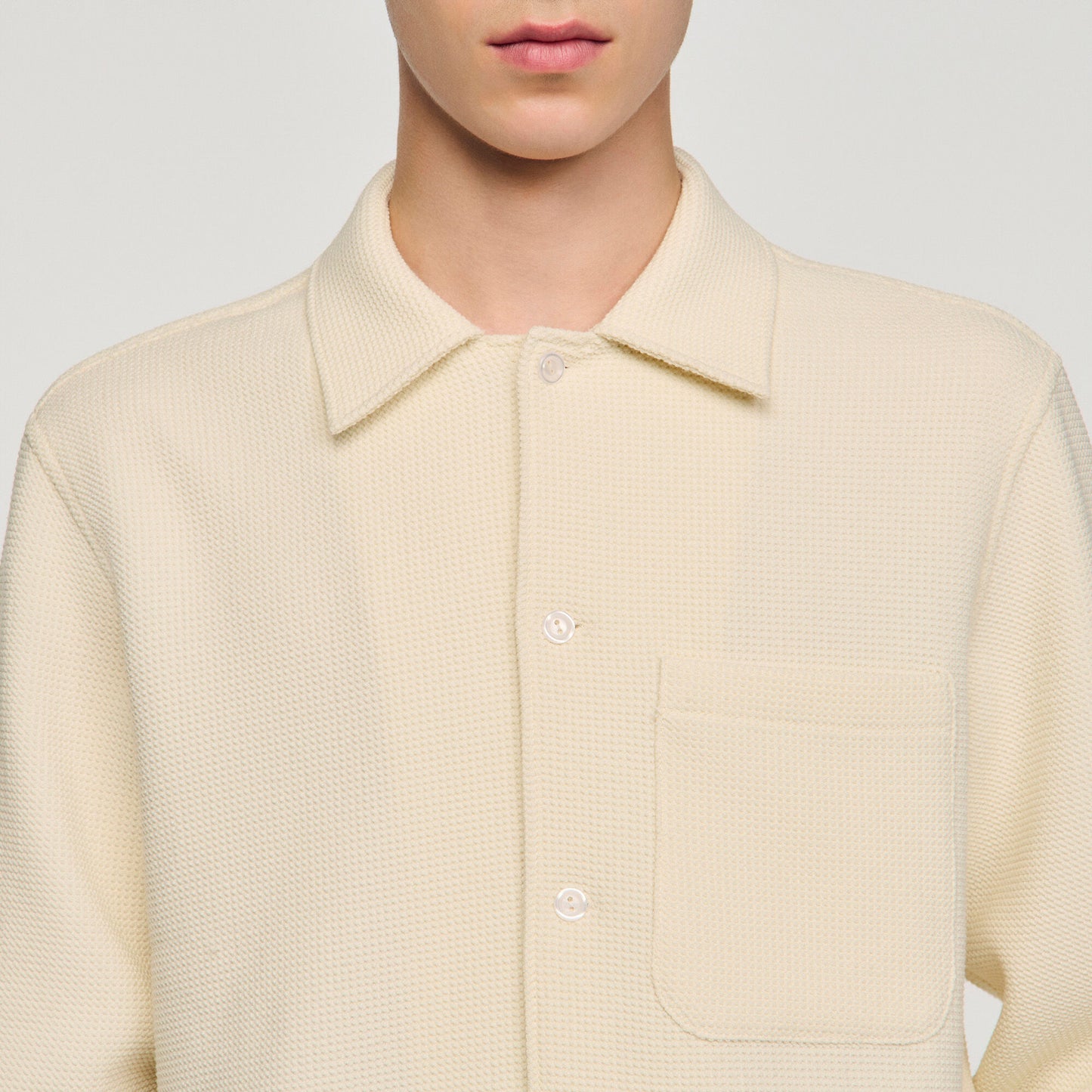 Textured shark collar shirt