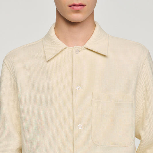 Textured shark collar shirt