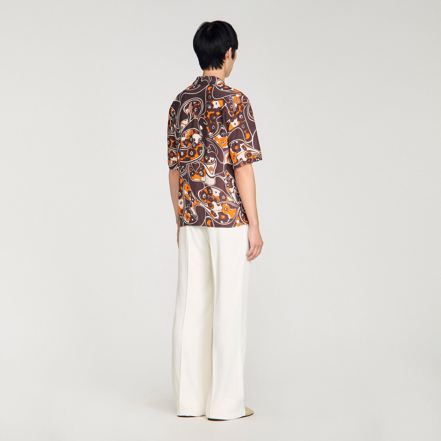 Loose-fit print shark collar shirt