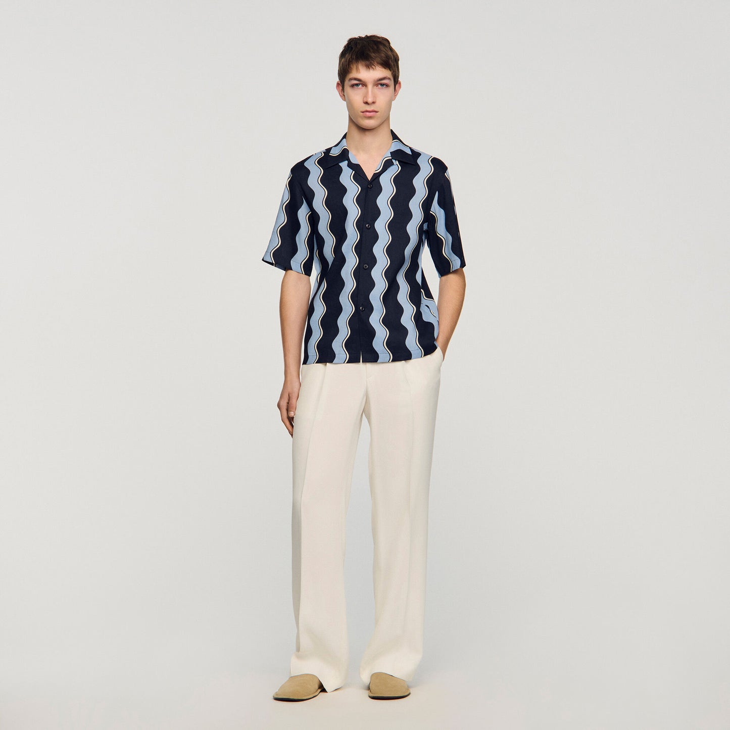 Printed linen shirt