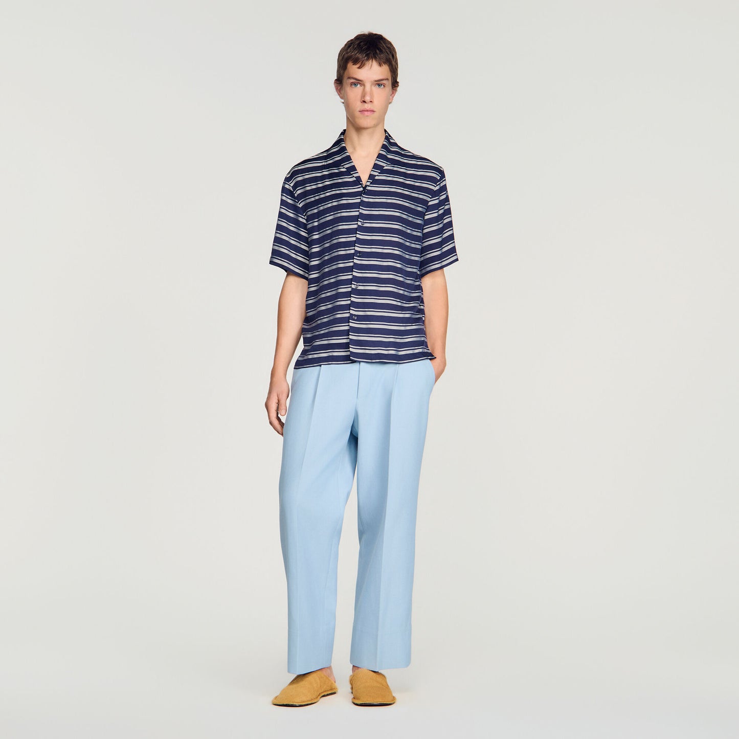 Striped boat neck shirt