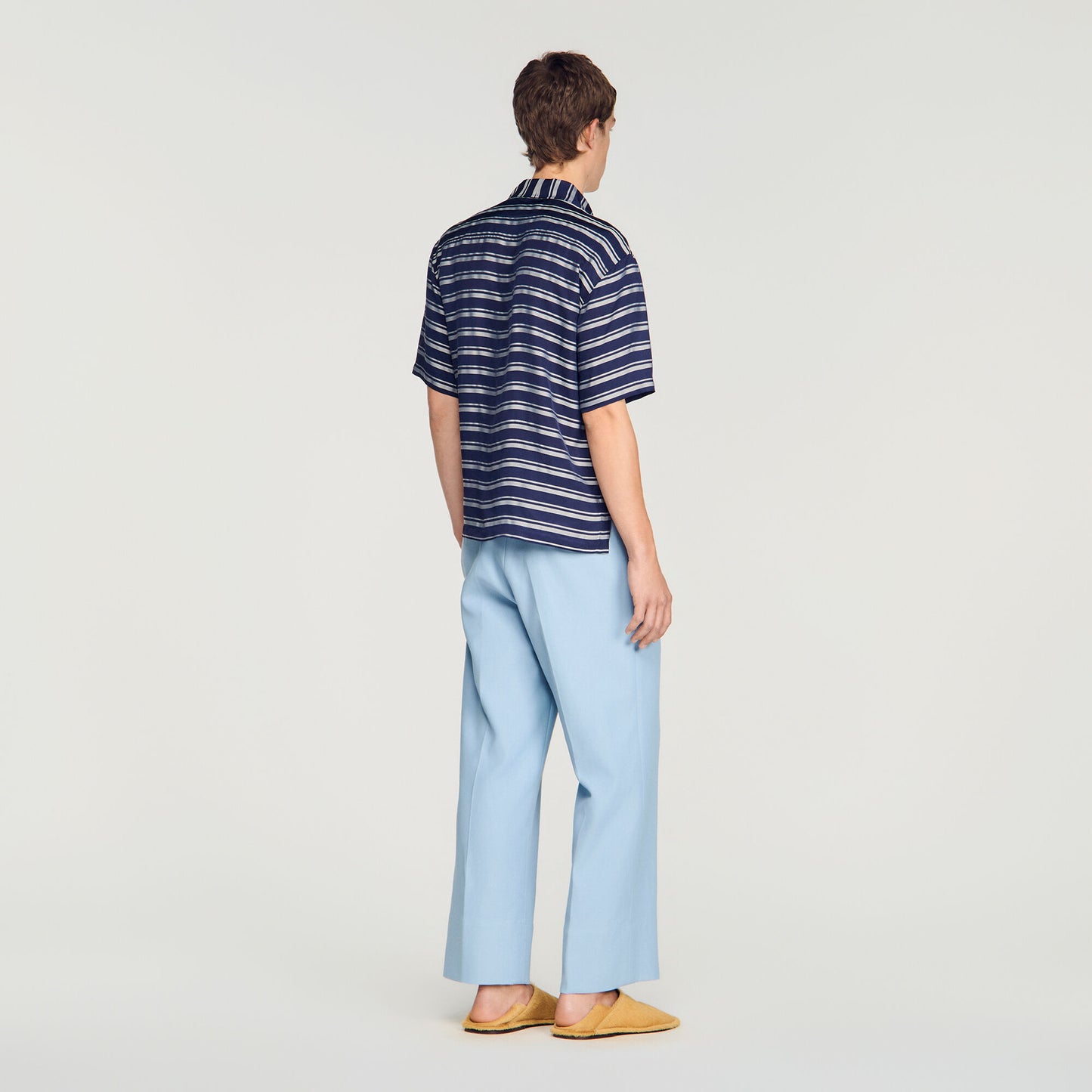 Striped boat neck shirt