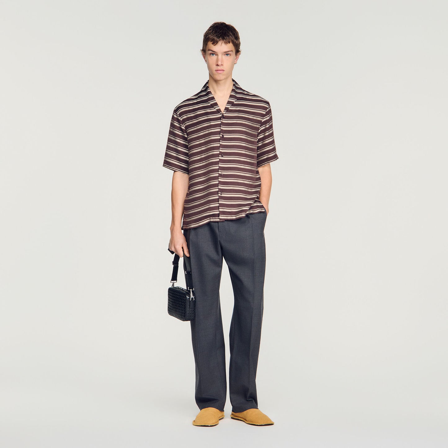 Striped boat neck shirt