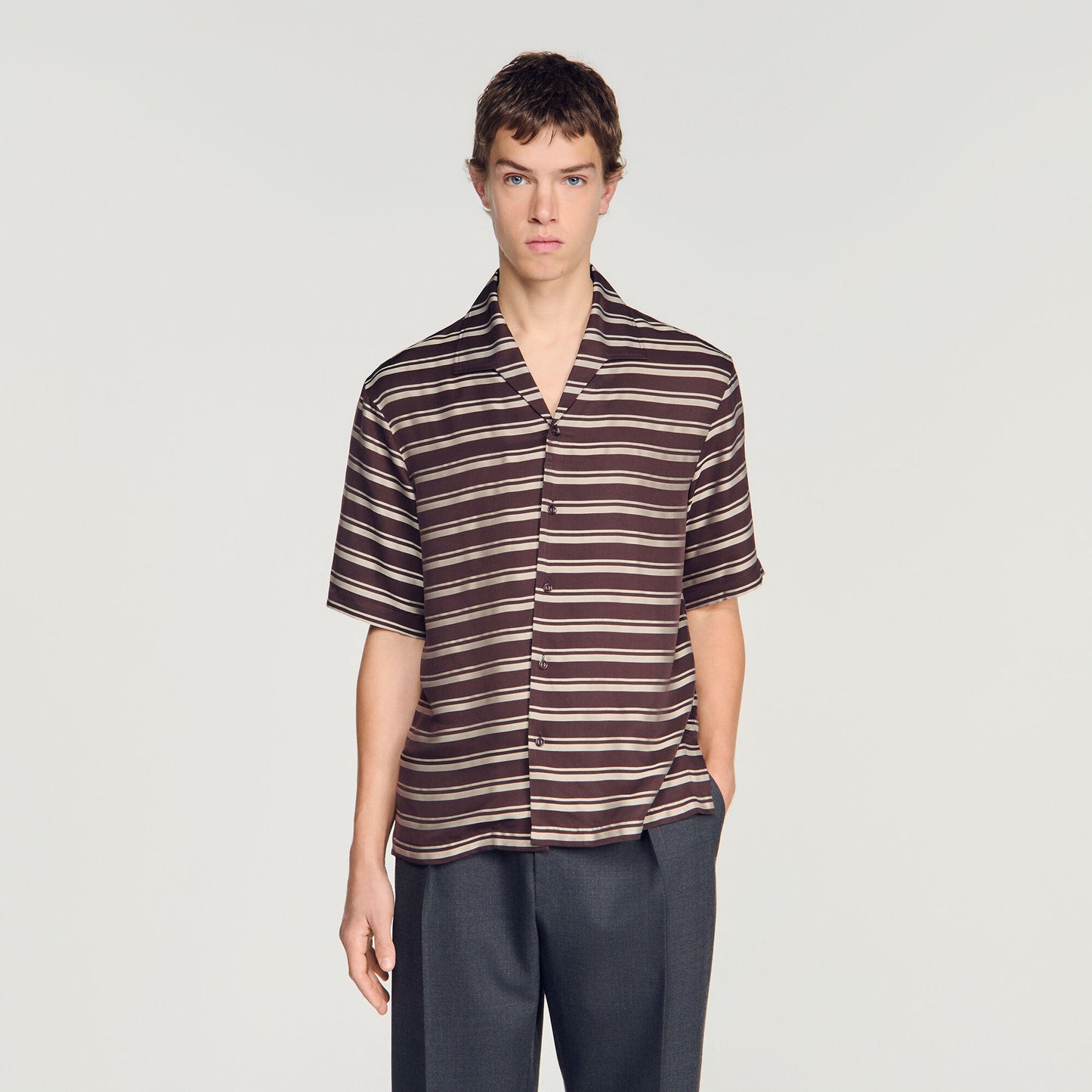 Striped boat neck shirt