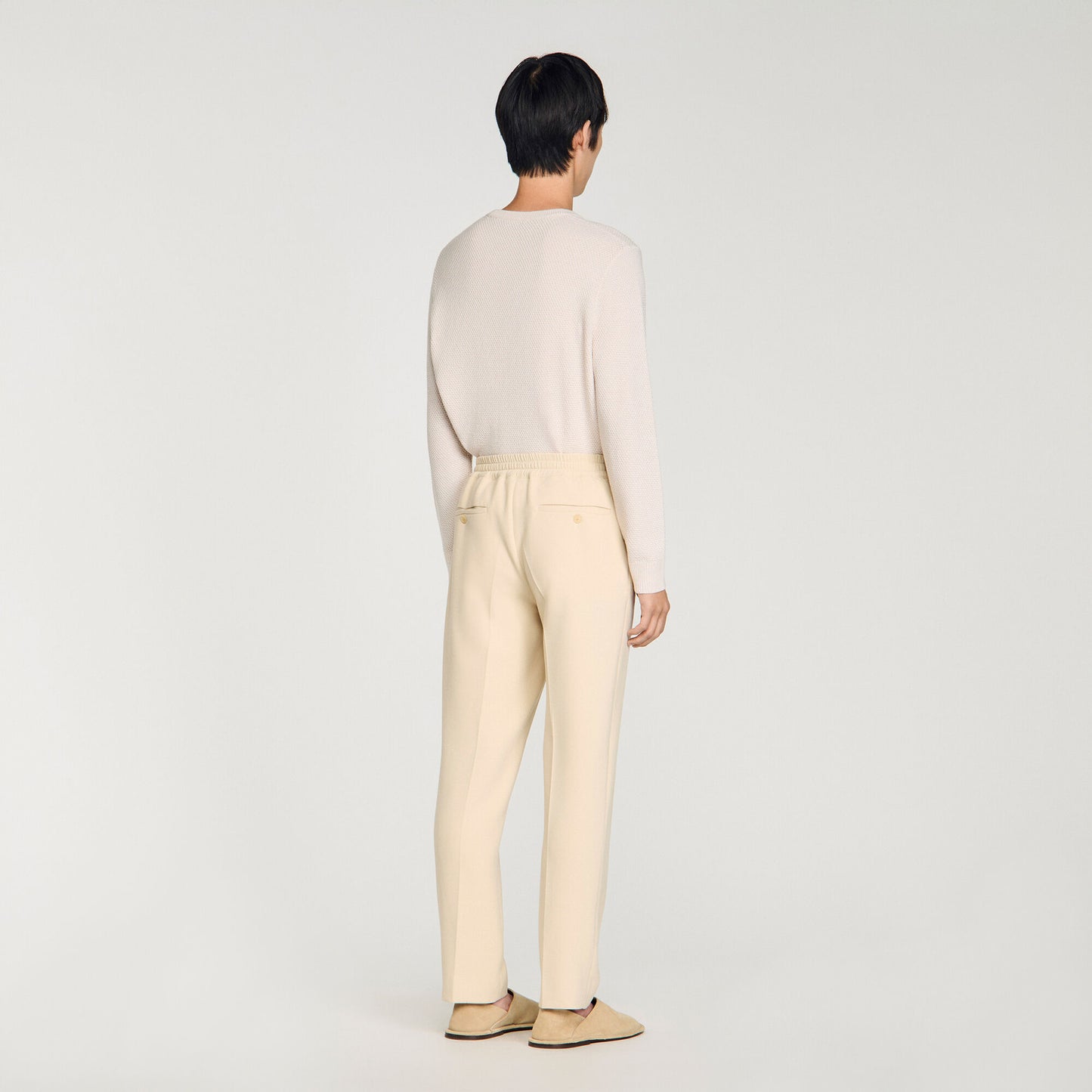 Elasticated straight-leg trousers
