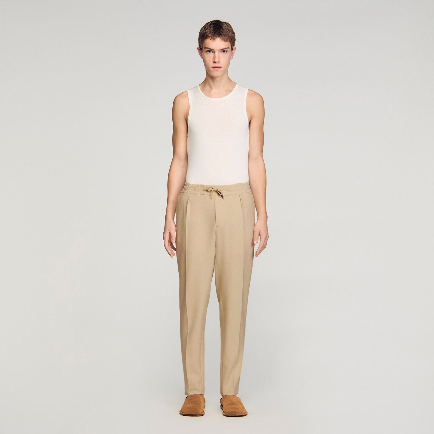 Elasticated straight trousers
