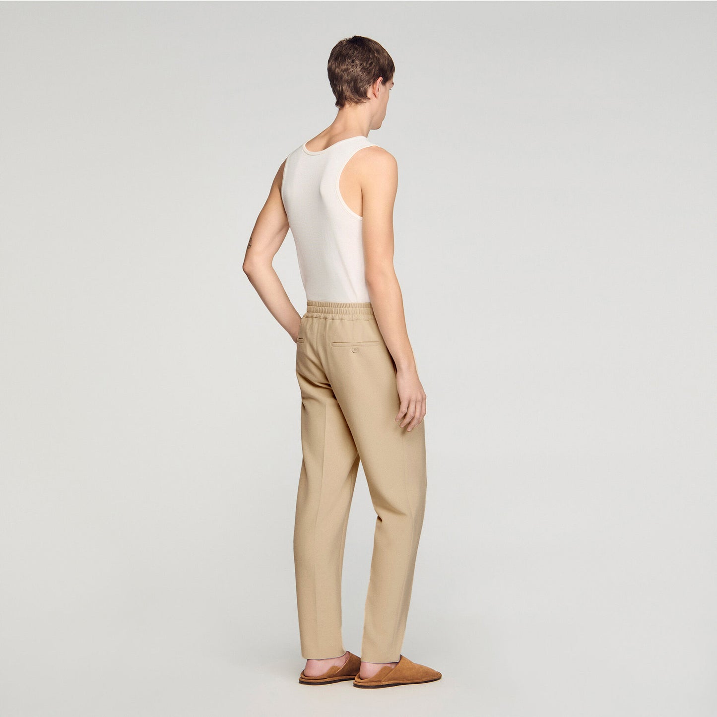 Elasticated straight trousers