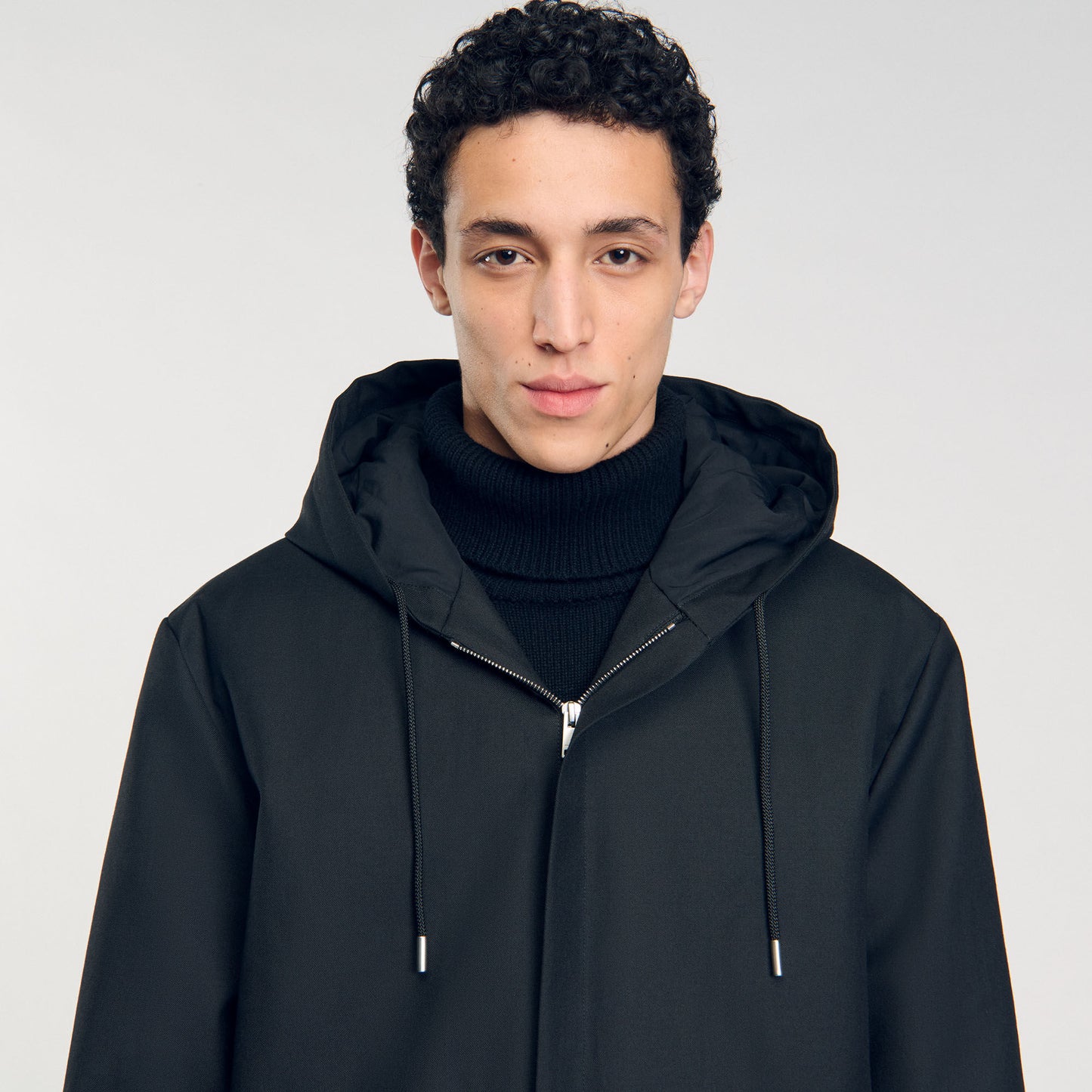 Hooded parka with zip