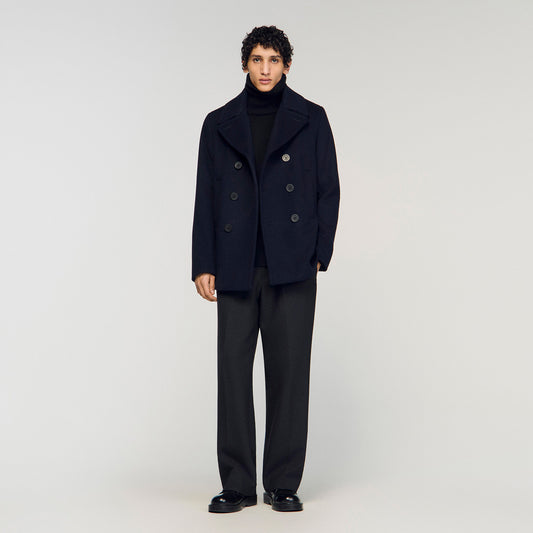 Straight-fit wool-blend coat