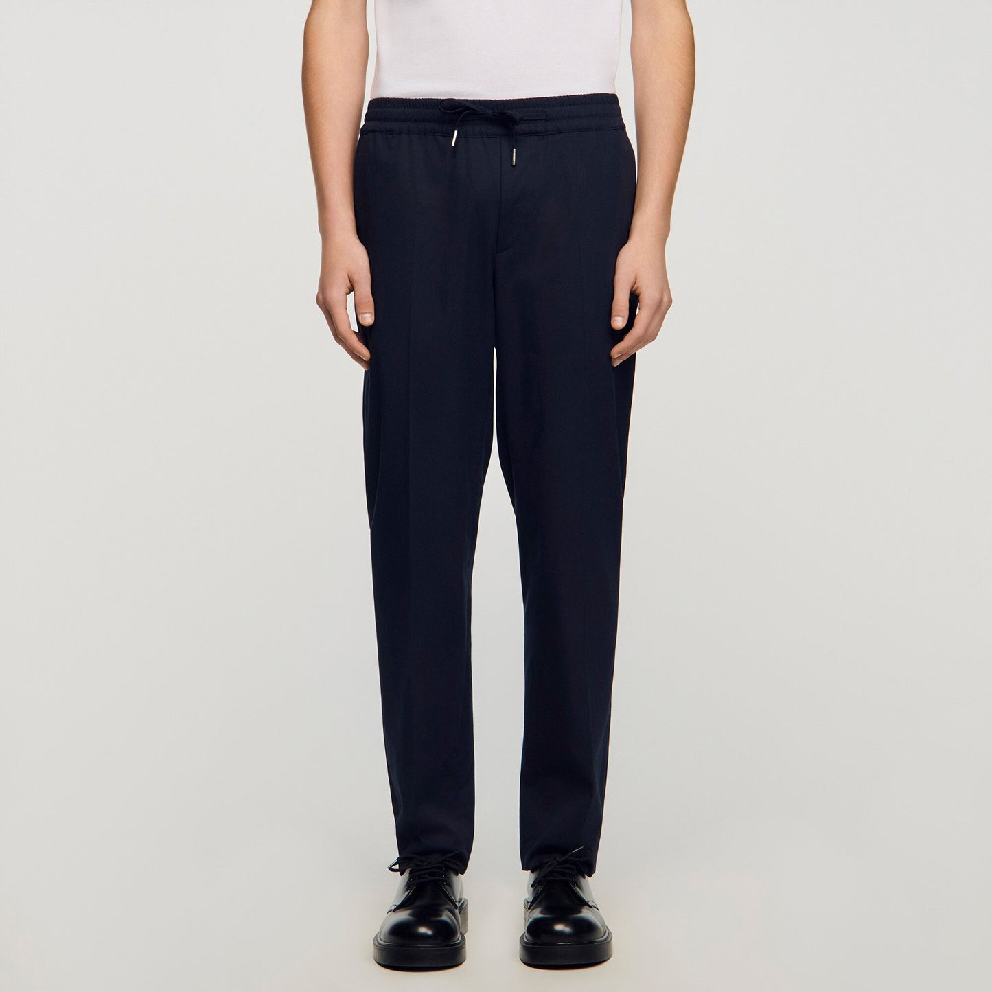 Elasticated straight-leg trousers