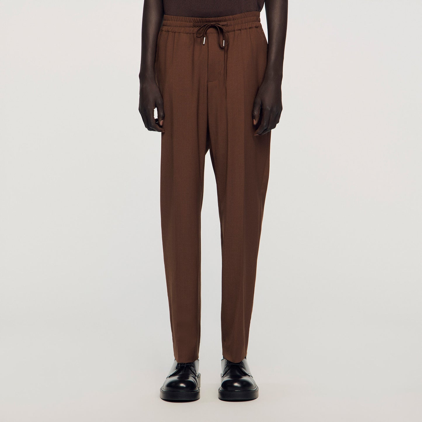 Elasticated straight-leg trousers