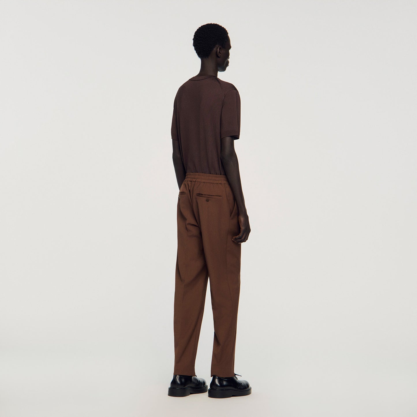 Elasticated straight-leg trousers