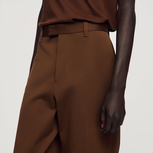 Wide-leg cotton trousers