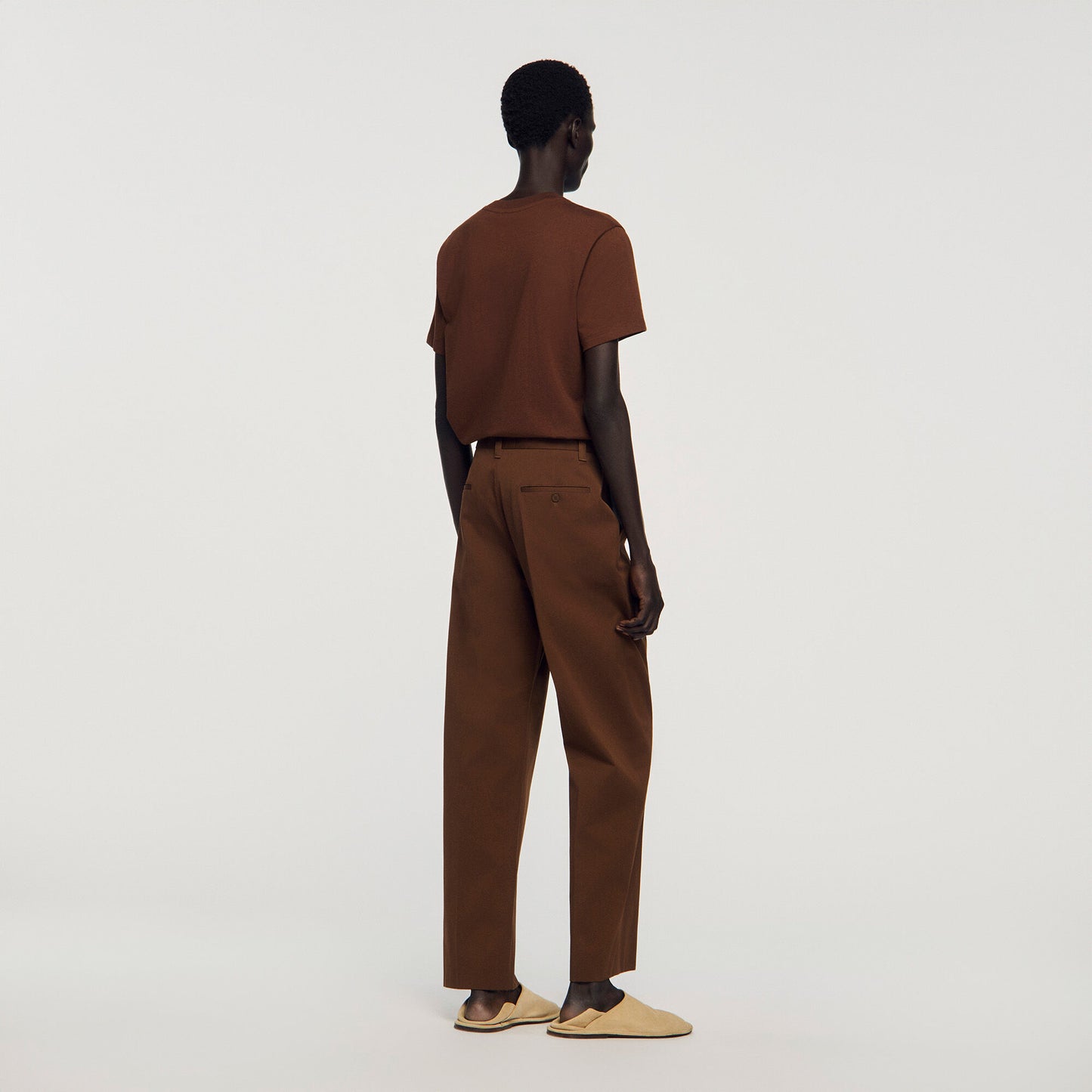 Wide-leg cotton trousers