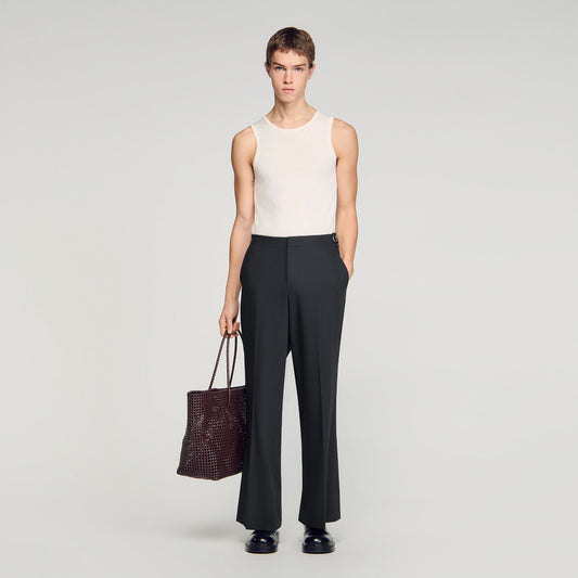 Wide-leg boucl¨¦ wool trousers