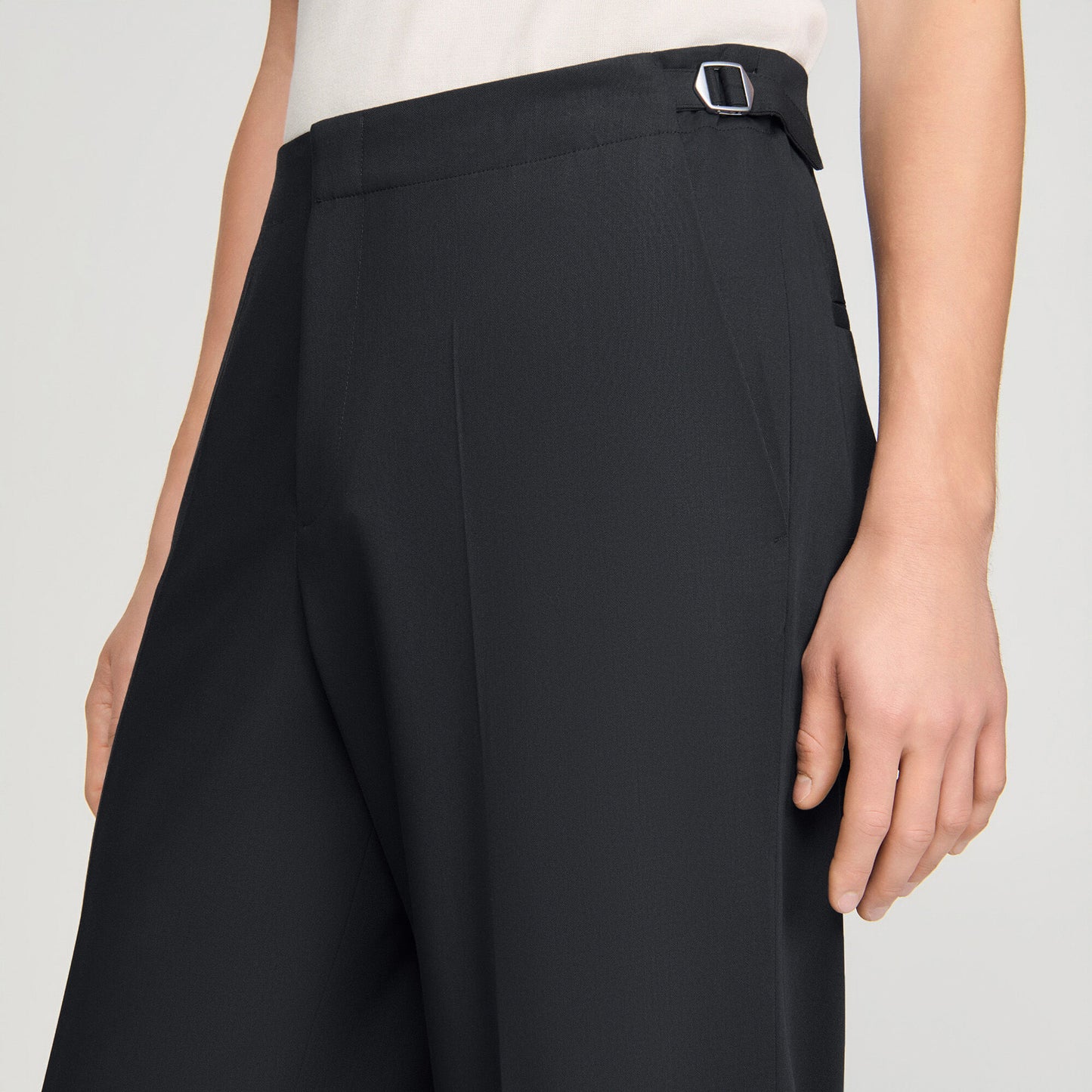 Wide-leg boucl¨¦ wool trousers