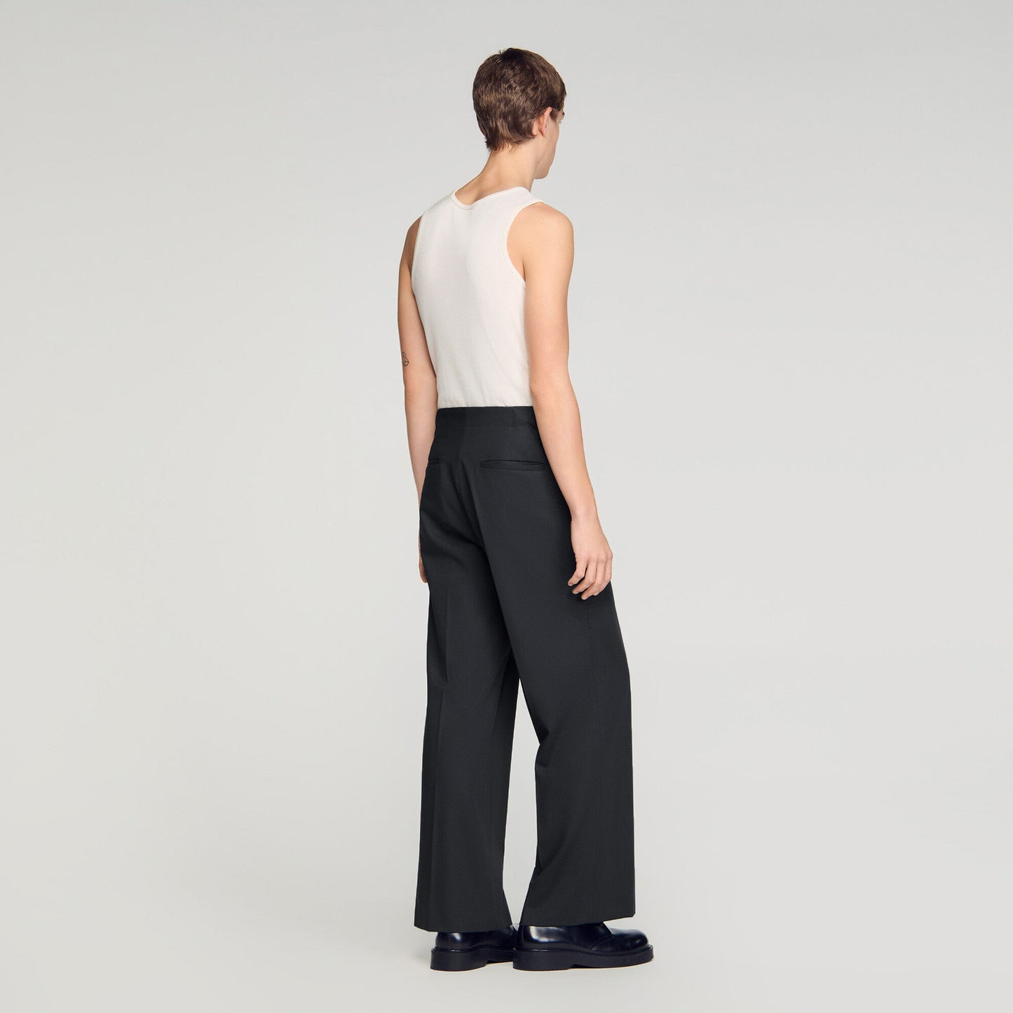 Wide-leg boucl¨¦ wool trousers