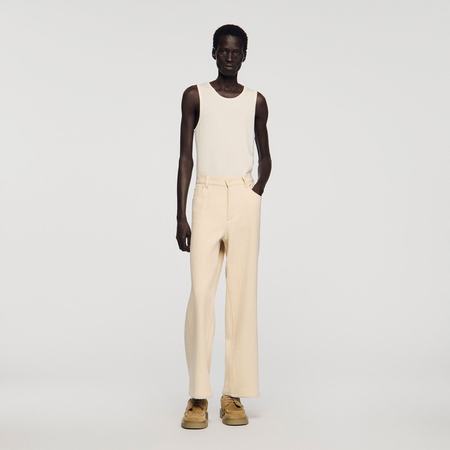 Wide-leg cotton trousers