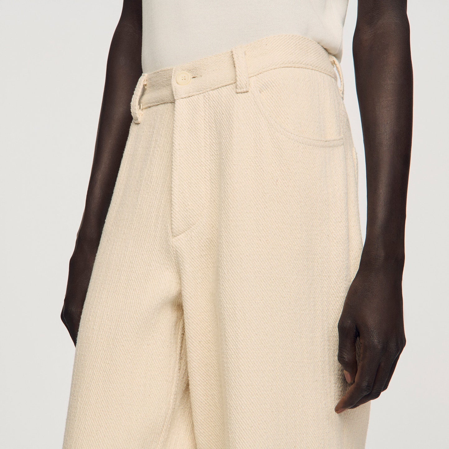 Wide-leg cotton trousers