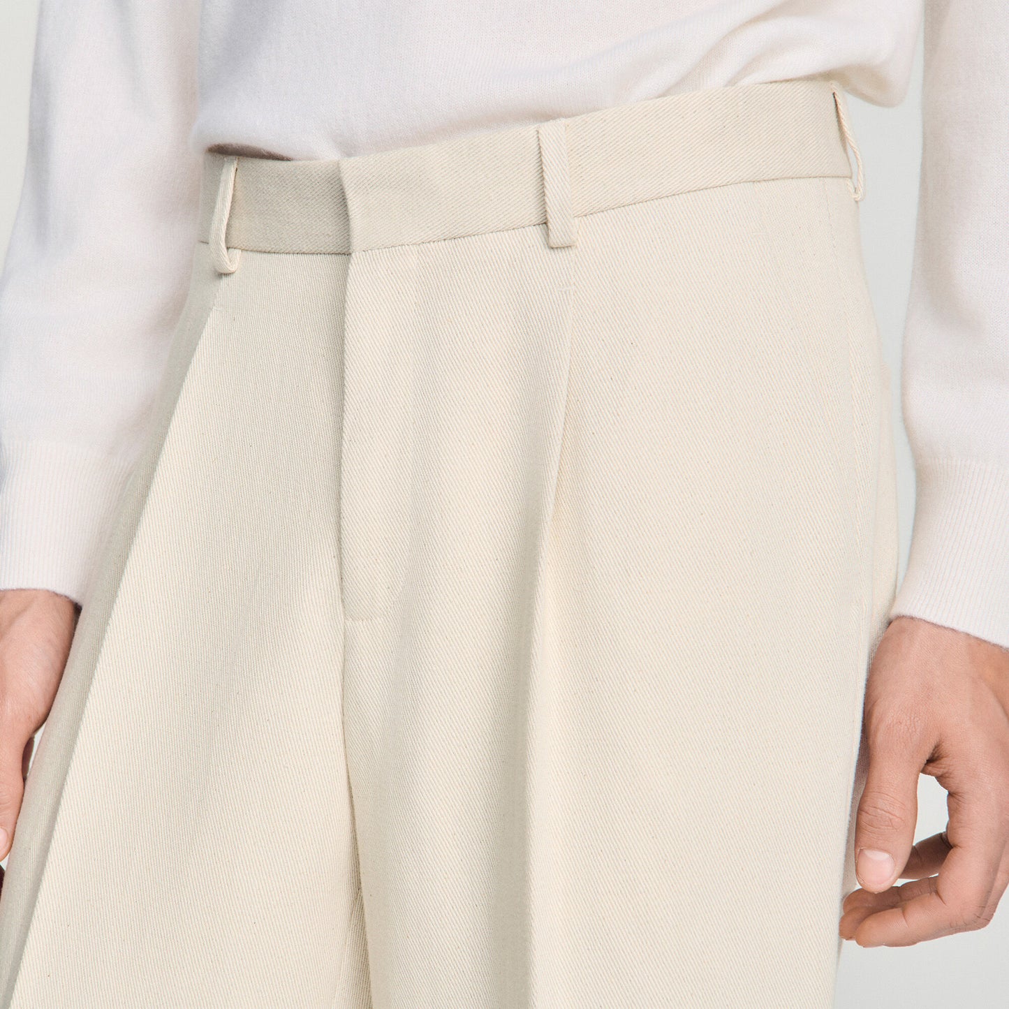Wide-leg cotton linen trousers