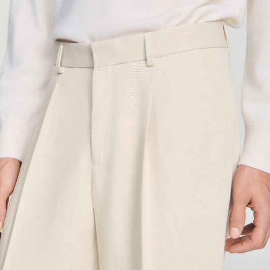 Wide-leg cotton linen trousers