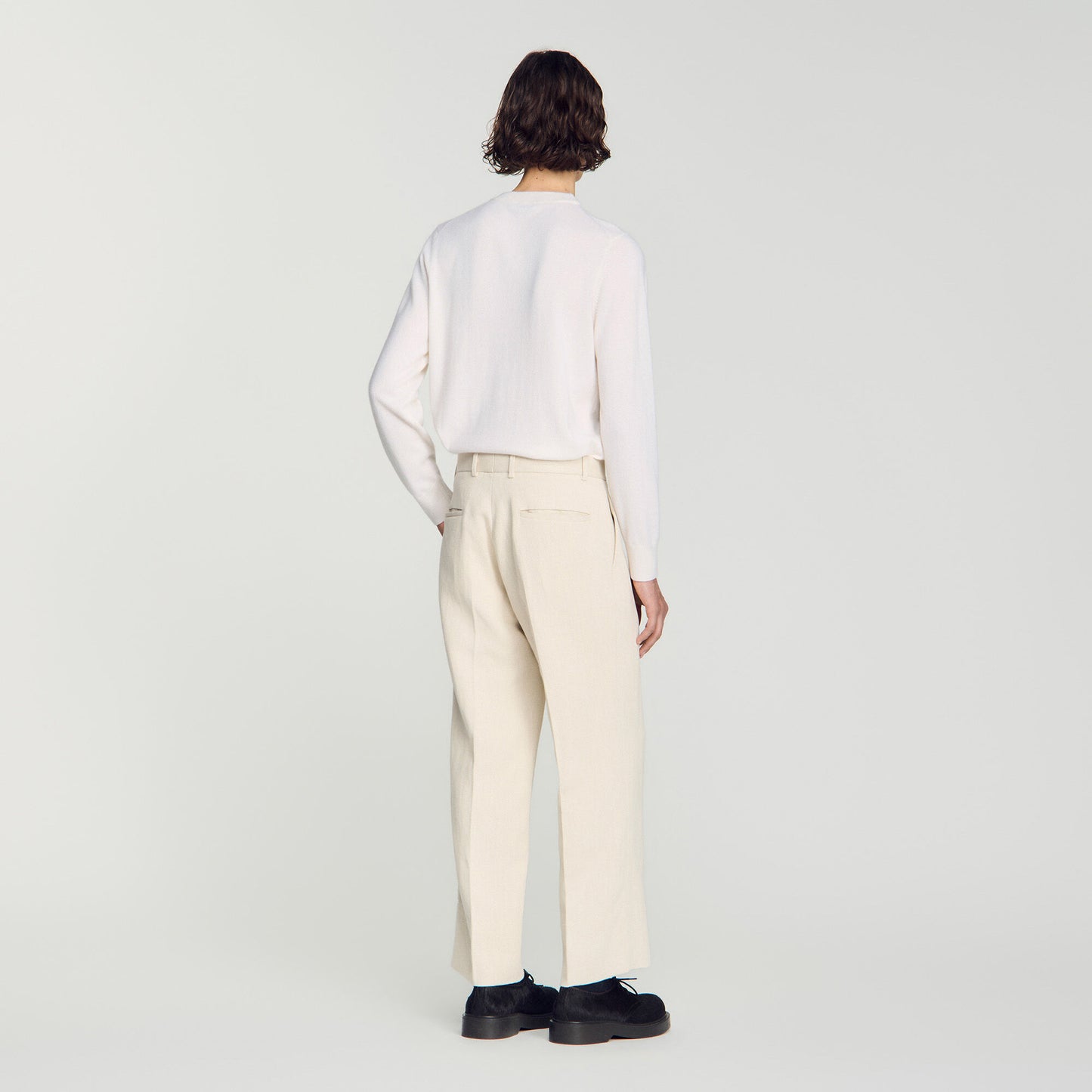 Wide-leg cotton linen trousers