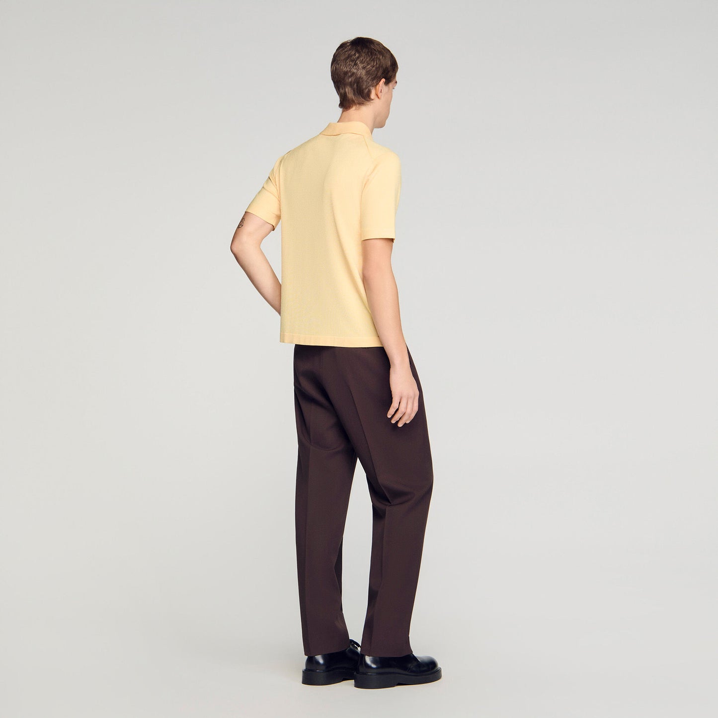Knitted polo shirt with zip collar