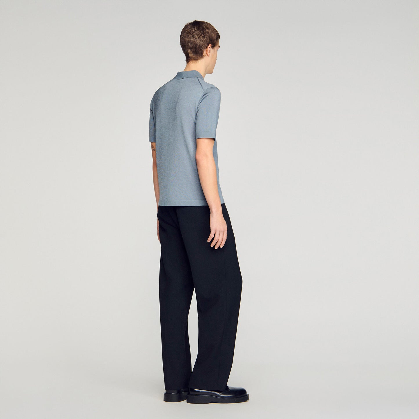 Knitted polo shirt with zip collar