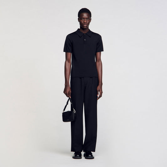Short-sleeve knitted polo shirt