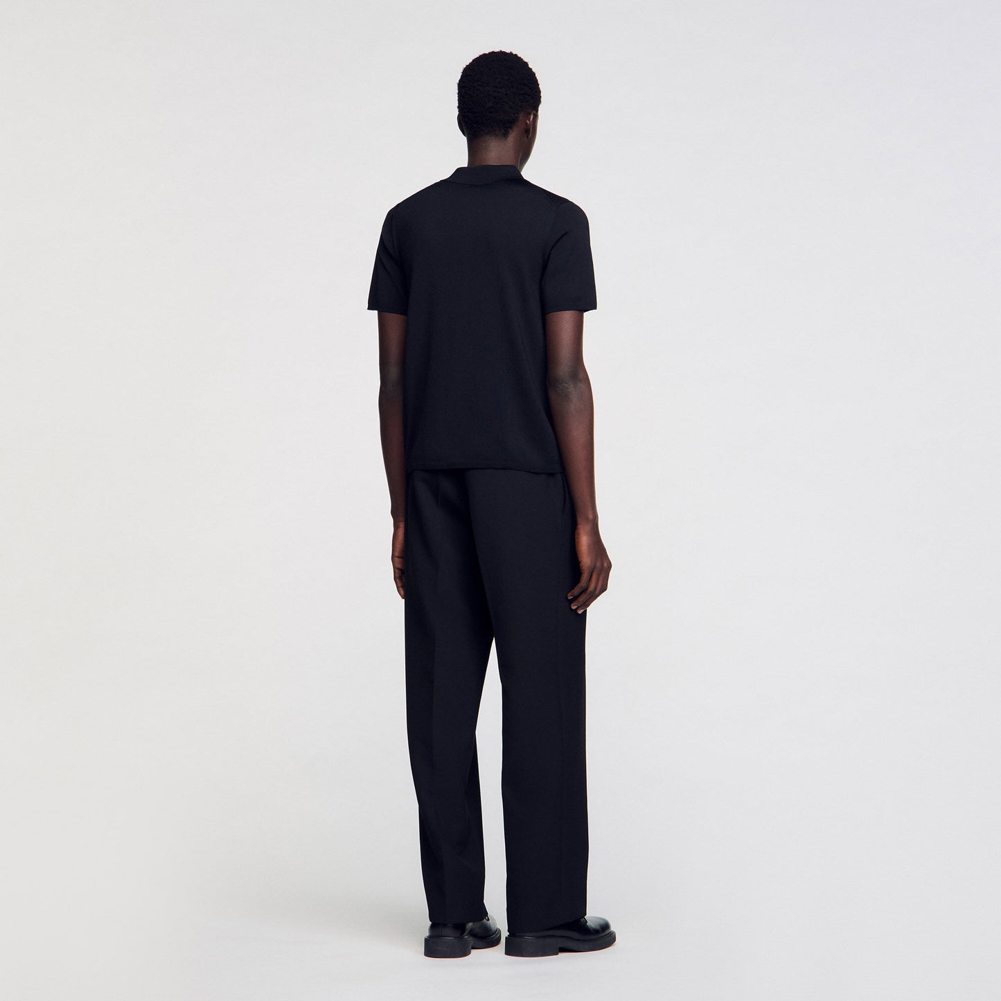 Short-sleeve knitted polo shirt
