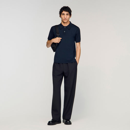 Short-sleeve knitted polo shirt